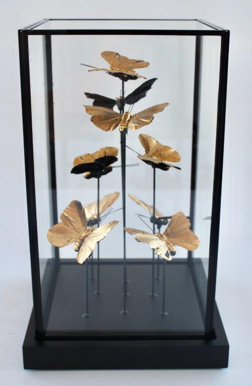 Square Glass Box Gold Butterflies